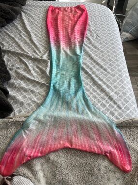 Kids One-Piece Mermaid Swim Tail - Pink & Aqua Gradient